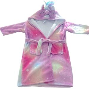Rainbow Unicorn Toddler Bathrobe Cozy Plush‎ Fabric Size 12-18M